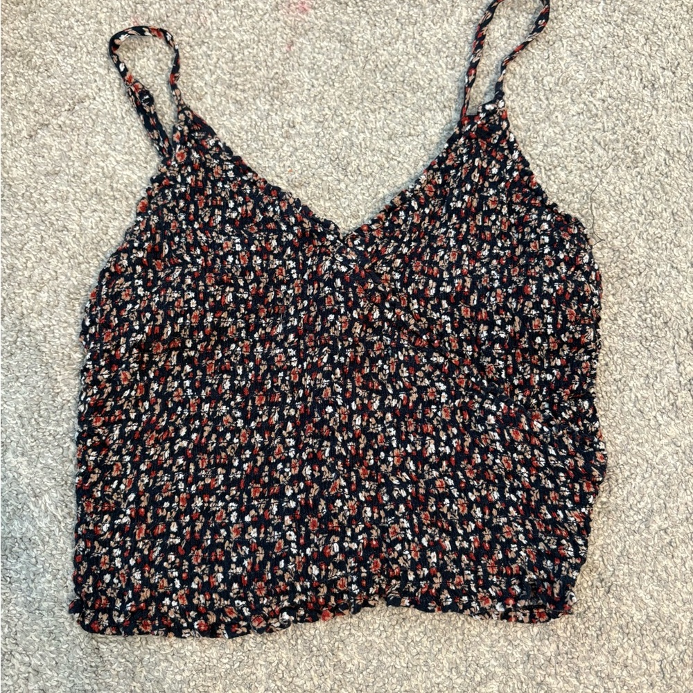 Hollister Black and White Sleeveless Crop Camisole